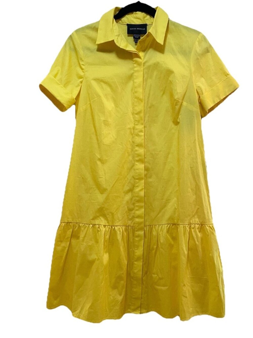 DONNA MORGAN Yellow Lemon Zest Short Sleeve Cotton Stretch Mini Dress Sz 2 NWT